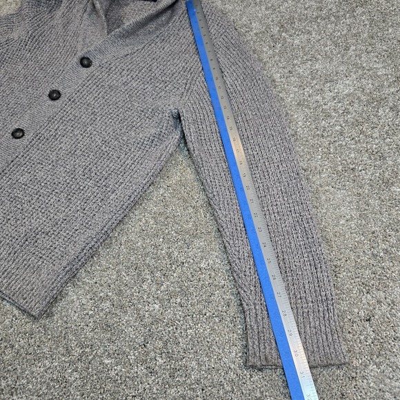 Alan Flusser Cardigan Sweater Mens L Loose Weave Gray Grandpa  Knit Cotton - Picture 5 of 10